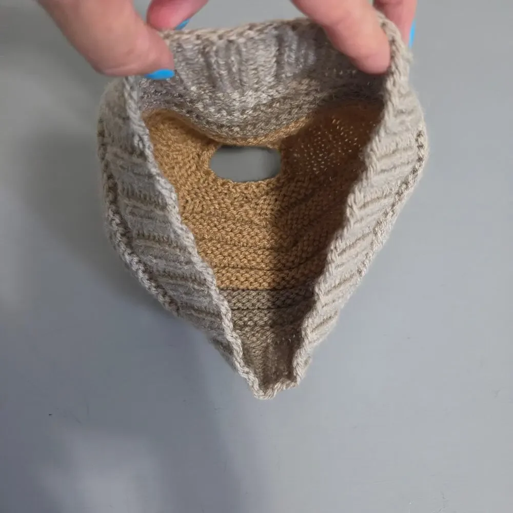Handmade Knit Beanie Hat Womens OS Bow Pony Tail Hole Fall Winter Cute